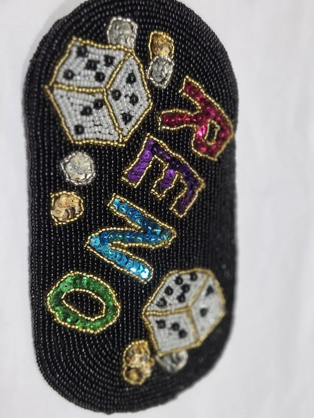 Vintage Black Beaded Reno Casino Snap Pouch